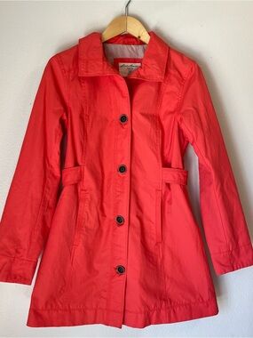 Eddie Bauer Coral Pink Trench Coat Rain Jacket